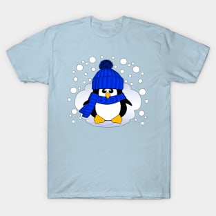 Christmas Boy Penguin with Blue Hat and Scarf T-Shirt